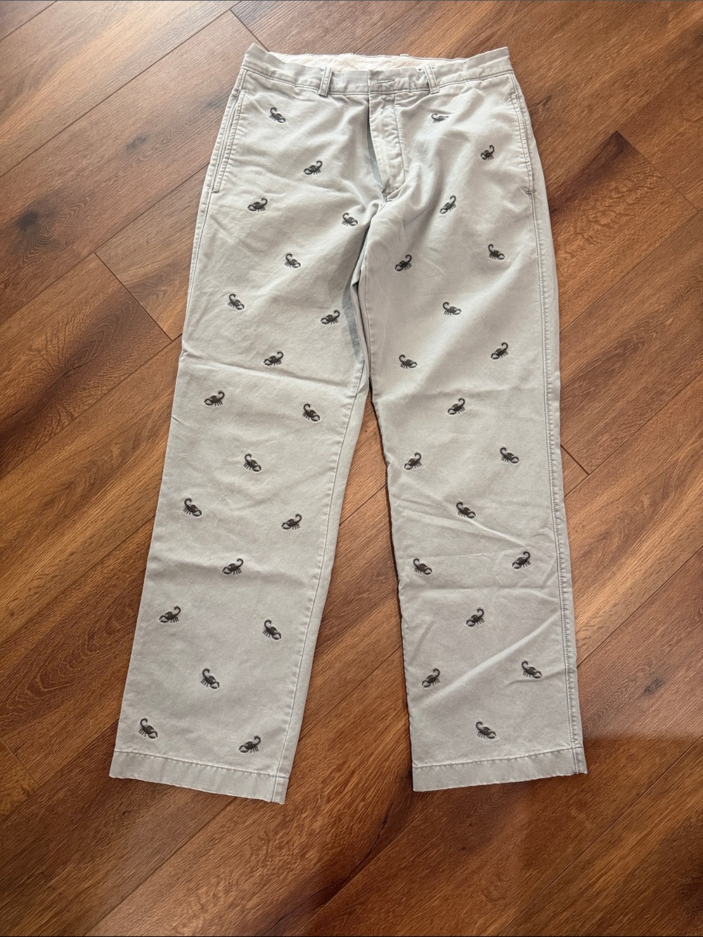 JCrew Men's Gray Embroidered Scorpion Chino Pants